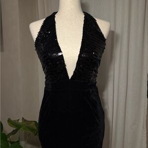 Black Velvet Sequince Dress Missguided